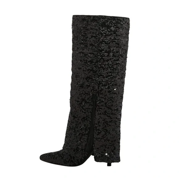 Black Sequin Boots - Picture 5 of 5